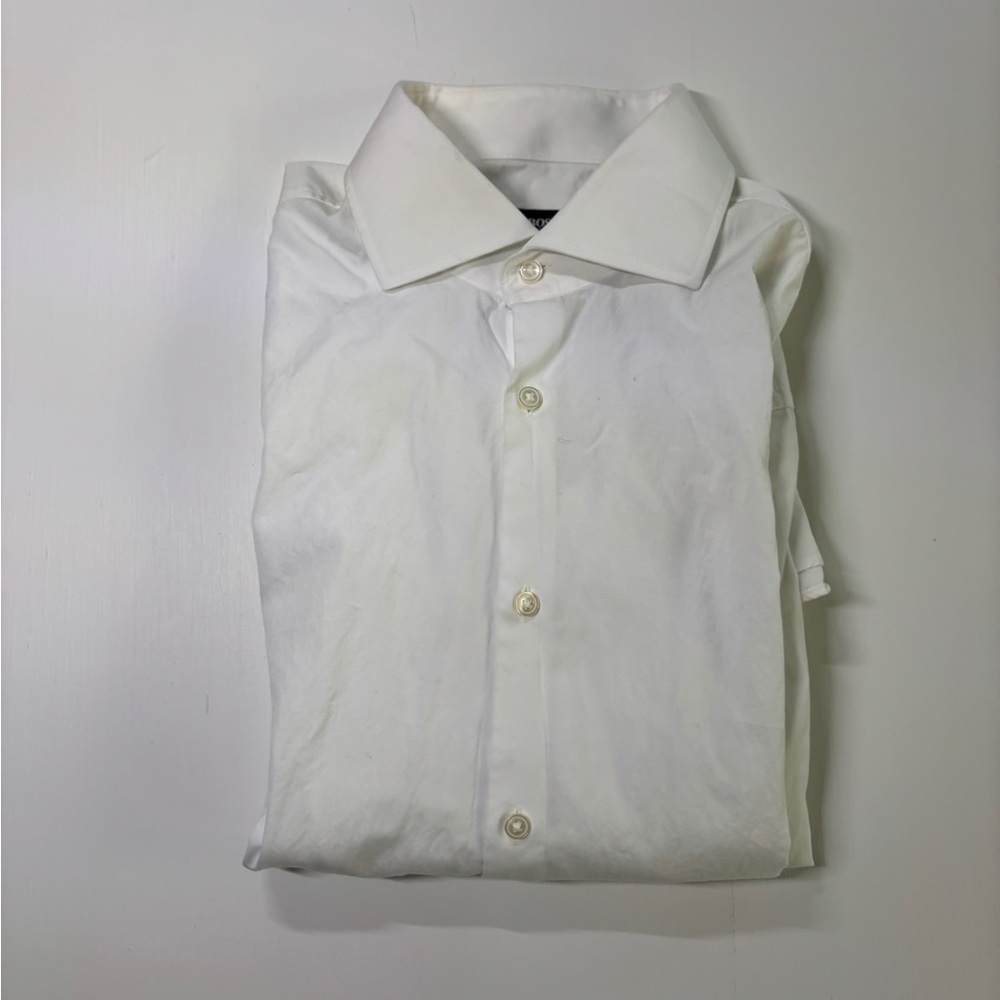 BOSS Sharp Fit Dress Shirts Lot of 2 Blue & White Size 16 34/35 - Picture 11 of 11